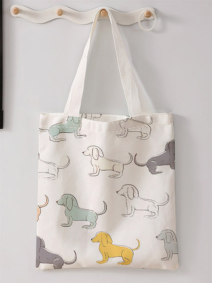 Dog pattern printed casual handbag, reusable fashionable backpack, multifunctional handbag, canvas shopping bag