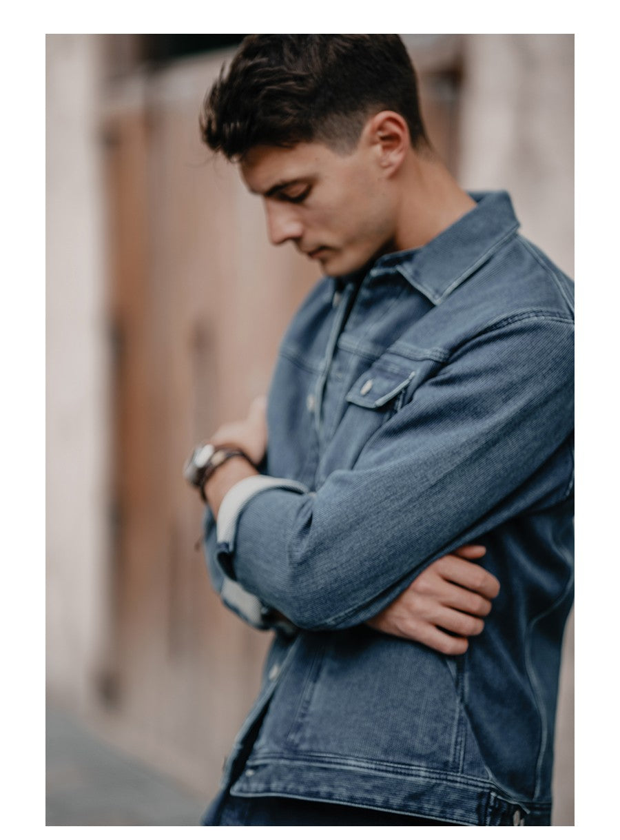 SIMWOOD High Standard 2025 Autumn New Oversize 12oz 100% Cotton Washed Indigo Blue Denim Jackets Fashion Cargo Jackets