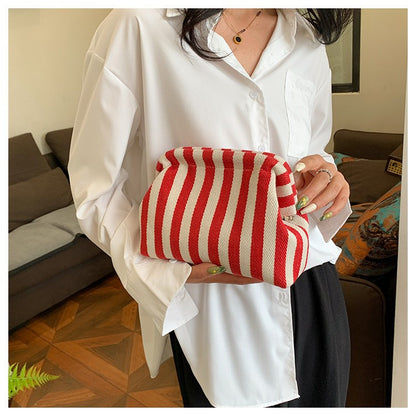 Woven Crochet Purses for Women Beach Clutch Handbags Dumpling Hobo Casual Colorblock Bag Ladies Ruched Cloud Purse