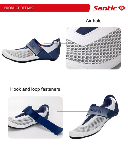 Santic Pro Triathlon Cycling Shoes Mens Road Riding Biking Sneakers Upgraded Glassfiber Outsole Breathable Bicycle Lock Shoes