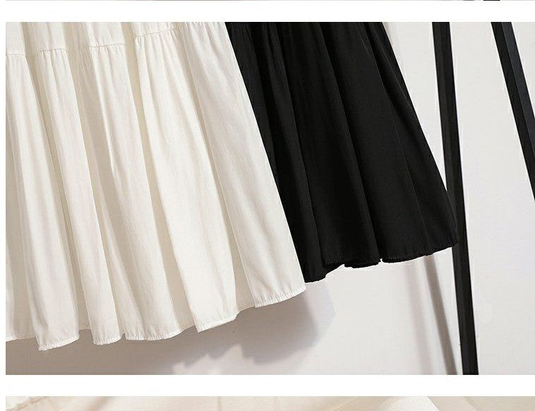 A-line Skirt High Waist Casual Slimming Cake Skirt Versatile Mid Length Dress Youthful Women New In Clothes Sweet Black Trend