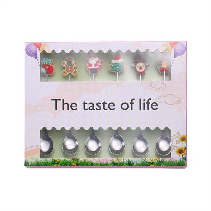 Christmas Gift  Deco Tableware Cutlery Set Elk Christmas Tree Decoration Dessert Spoon Fruit Fork Coffee Spoon Cutlery Gift