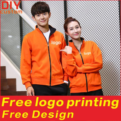 Cotton men's and women's standing collars, zippered jackets, spring and autumn cardigans, customized printing, logo embroidery