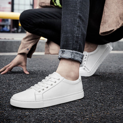 New Sneakers Men Shoes Genuine Leather Mens Casual Shoes Flat Male Footwear Fashion Black White Shoes Tenis Masculino Skateboard