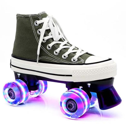 Adult and Children's Double-row Roller Skates Shoes , Breathable and Wear-resistant, Ice Rink , Four-wheel Skating Sneakers