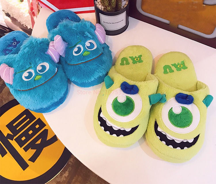 Pantufa de Anime Universidade Monstros Disney Monstros SA Mike Wazowski Sullivan Quente de Inverno Antiderrapante Desenho Animado Sapatos Domésticos