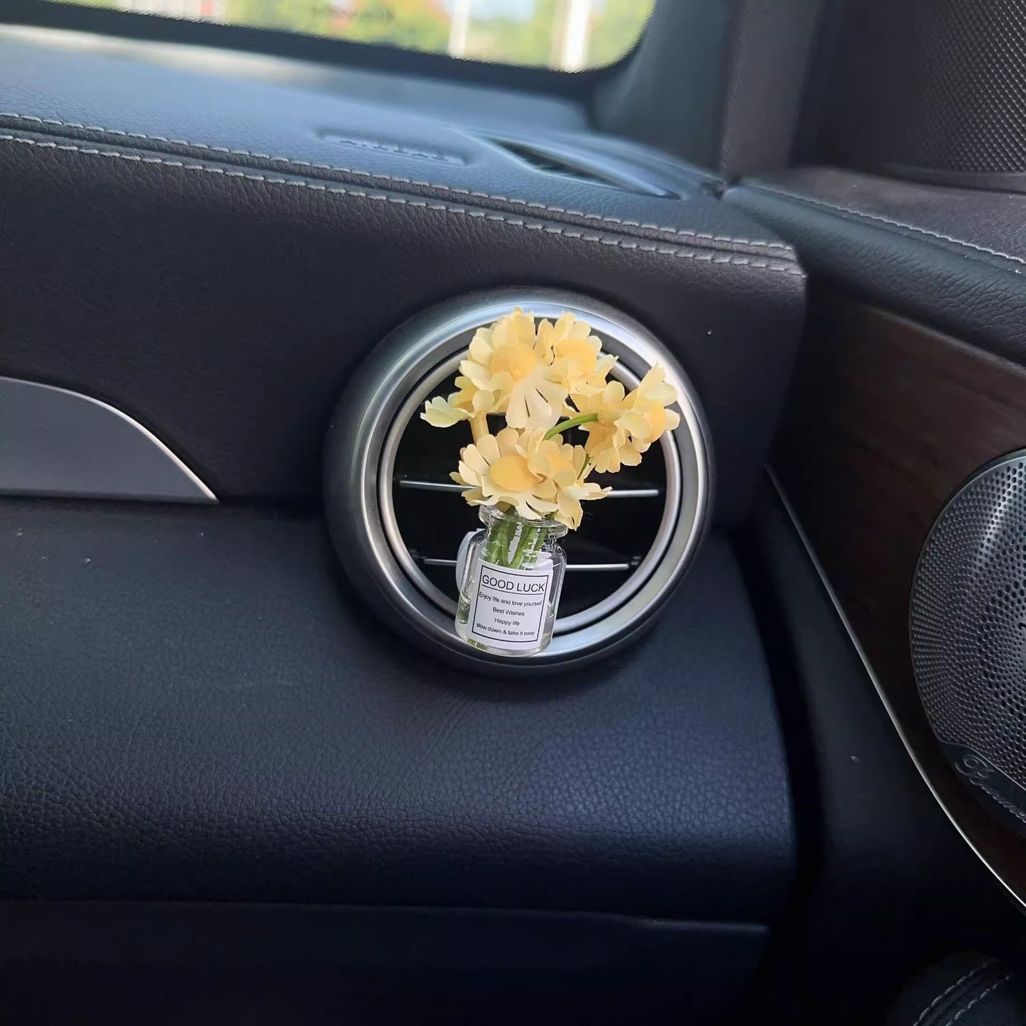 Enfeites de clipe de saída de ar do console central do carro, flores simuladas, clipe de carro, enfeites de vaso de vidro de jasmim, respira bebê para meninas, decorações