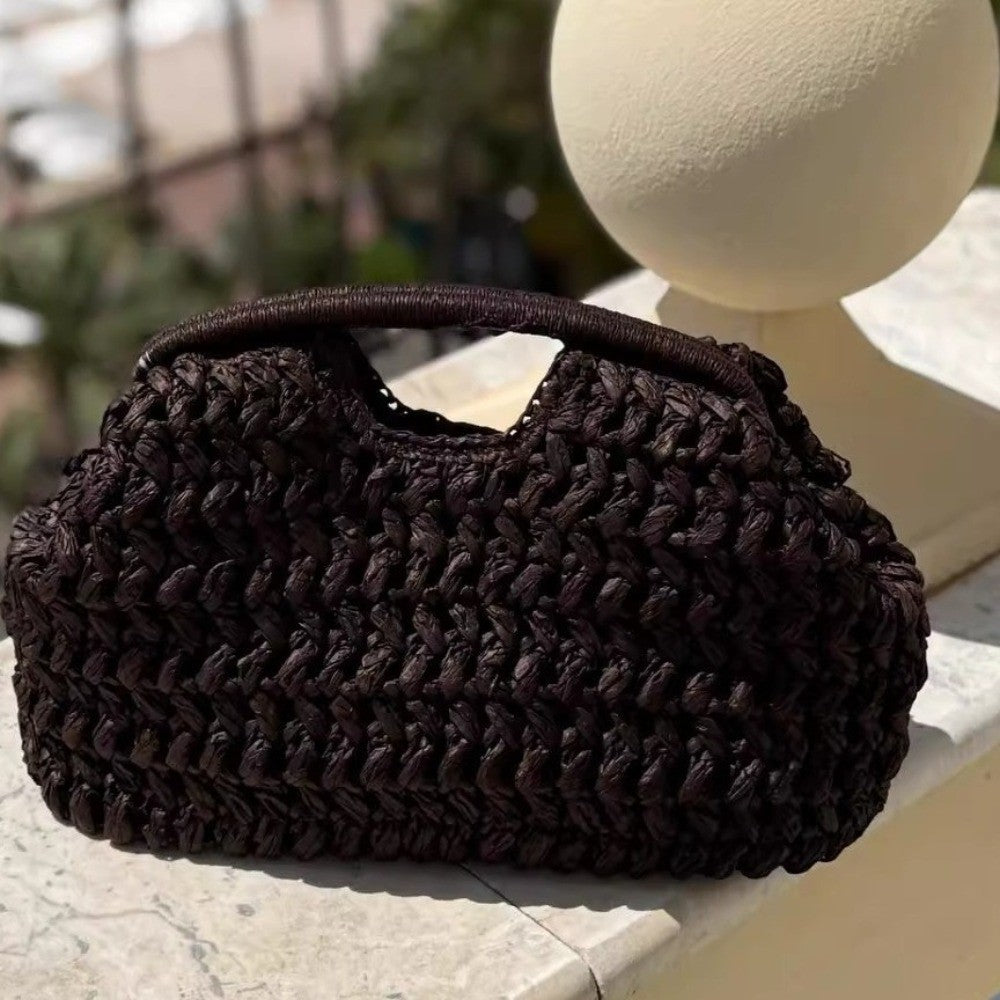 Elegant Luxury Woven Clutch Bag Large Capacity Simple Texture Women Handbag Straw Beach Bag Wallet Seaside Vacation