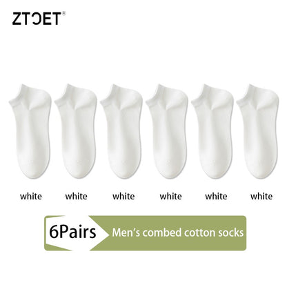 6Pairs High Quality Men Combed Cotton Socks Short Breathable Odor proof and antibacterial Business Spring Summer for Male sock