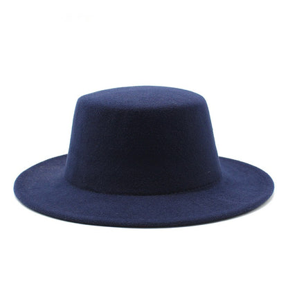 Autumn Winter Kids Felted Fedoras Hats for Boys Girls Solid Imitation Woolen Flat top Jazz Caps Childs Formal Dress Hats