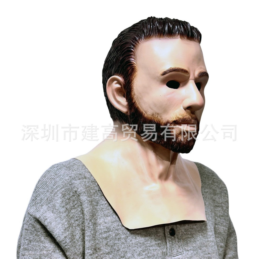 Old Man Mask Full Head Realistic Grandpa Face Wig Scary Elderly Costume For Halloween Party Centerpiece Home Display For Adults