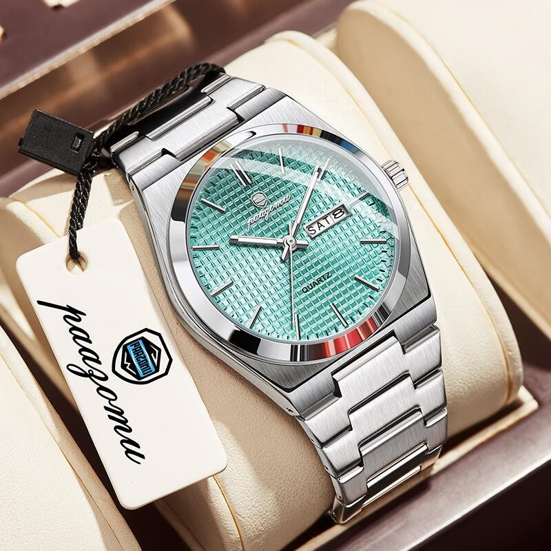 PAAZOMU Relógio Masculino de Luxo Original Moda Luminoso À Prova D'água Cronógrafo Data Relógio Masculino Couro Quartzo Relógios Masculinos Reloj