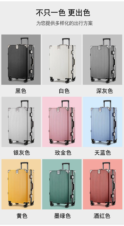 Luggage Suitcase Aluminum Frame 20 Trolley Case Universal Wheels 24 Female Male Students 26 Durable Password 28inch Leather Case