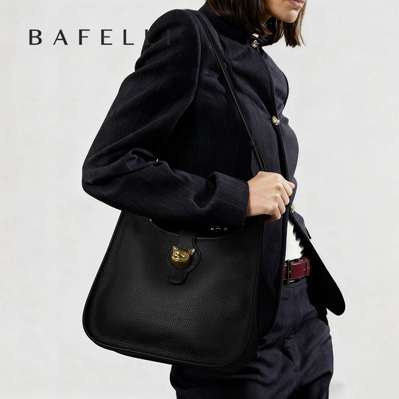BAFELLI New Women's Natural Cattle Leather Bucket Bag - Versatile & Chic Shoulder & Crossbody
