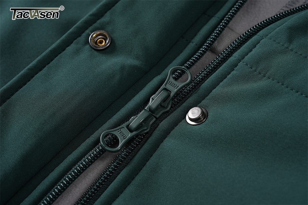 TACVASEN Women's Long Hooded Jacket Fleece Lined Softshell Jacket Waterproof Windproof Hiking Jacket Rain Coat Windbreaker Parka