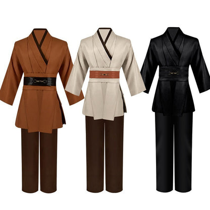 Obi Wan Kenobi Men Robe Jedi Knight Tunic Costume Hooded Uniform Full Set for Halloween Carnival Role Playing Costume