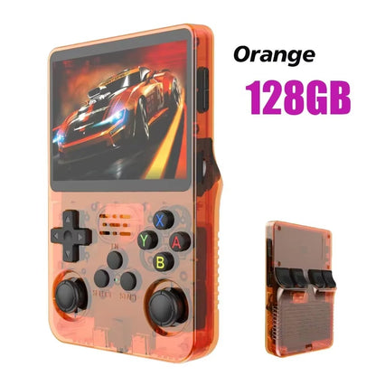 Console de Videogame Portátil Retrô R36S Sistema ARKOS Tela IPS de 3,5 Polegadas Clássico Player de Vídeo Portátil de Bolso Presente de 128G com Jogos