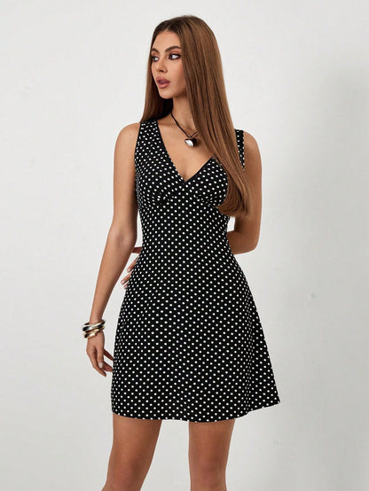 European and American style ultra short mini V-neck dress