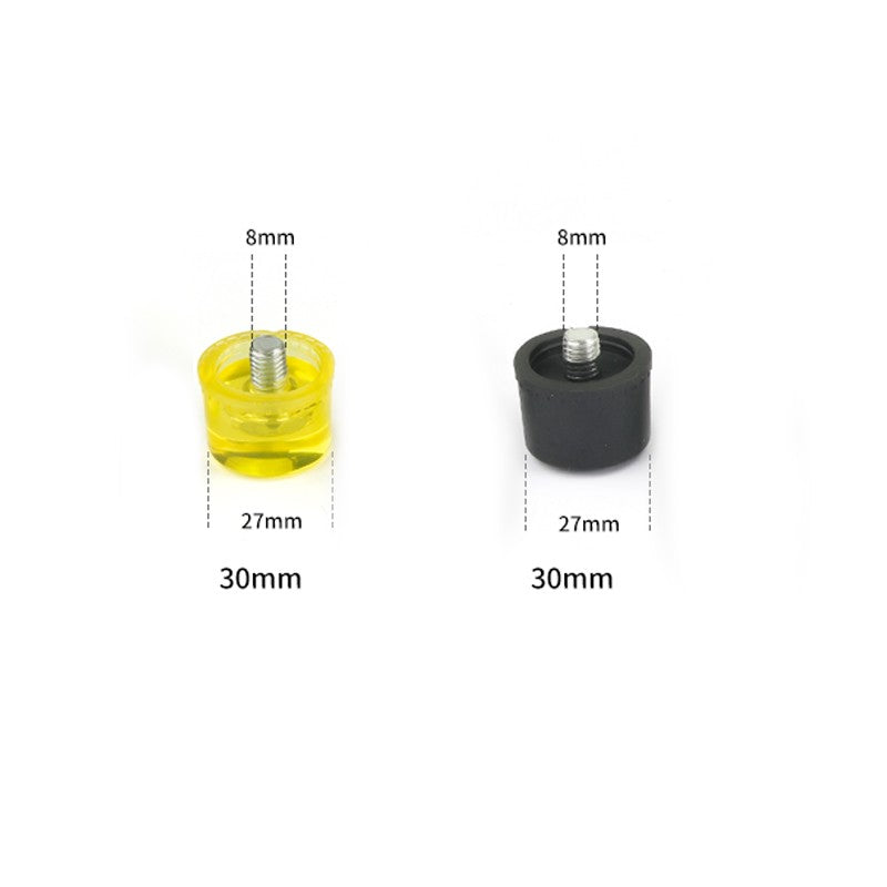 1 Par de Cabeças de Martelo de Borracha de Face Dupla 25mm 30mm 35mm 40mm 45mm Cabeças de Nylon Amarelas e Pretas