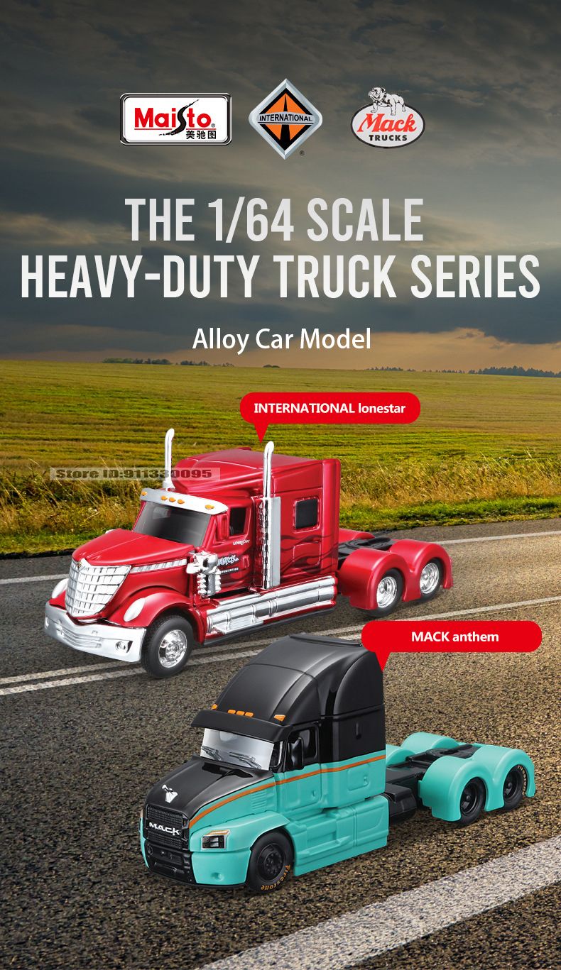 Maisto 1:64 Mercedes-Benz MACK Anthem Trailer modelo de simulação de carro modelo de carro de liga leve brinquedo de carro masculino presente de coleção
