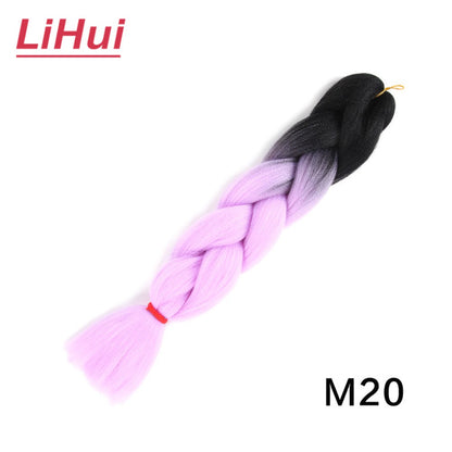 Cabelo Sintético Trança Jumbo 24 Polegadas Ombre Jumbo Extensão de Cabelo para Mulheres Tranças DIY Roxo Rosa Amarelo Cinza Lihu