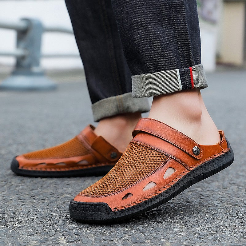 Soft Sole Male Simple Slippers Breathable Mens Summer Sneakers Casual Half Shoes Leisure Walk Half Drag Outdoor Non-Slip Sandals