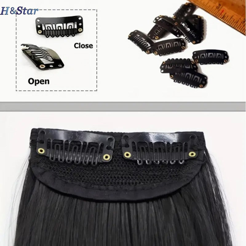 H&STAR 30cm Sintético Curto Liso Pad Extensão de Cabelo Invisível Forro de Cabelo Parte Superior da Cabeça Peruca para Mulheres