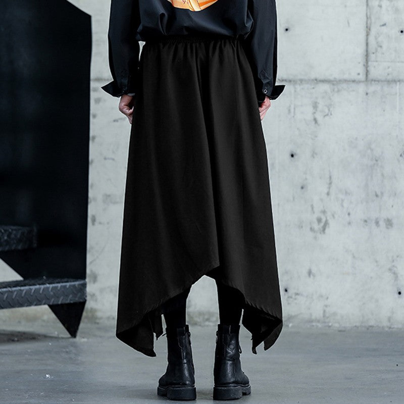 INCERUN Men Irregular Pants Solid Color Drawstring Loose Casual Wide Leg Trousers Men Streetwear 2025 Fashion Male Skirts Pants