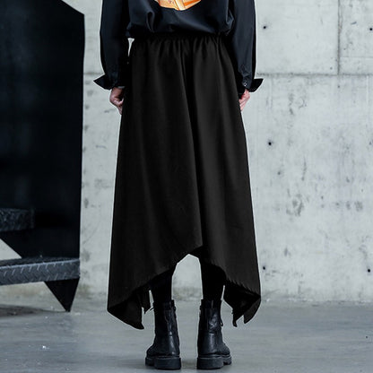 INCERUN Men Irregular Pants Solid Color Drawstring Loose Casual Wide Leg Trousers Men Streetwear 2025 Fashion Male Skirts Pants