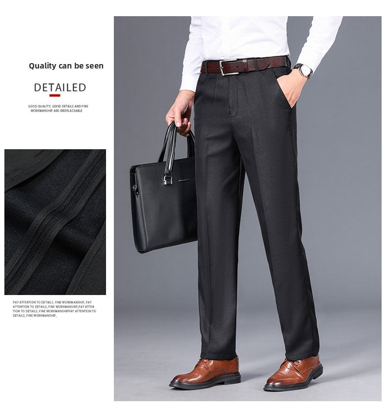 Top Quality 100% Cotton New Brand Casual Fashion Business Straight Long Dress Pants High Waist Trousers Men's Clothing