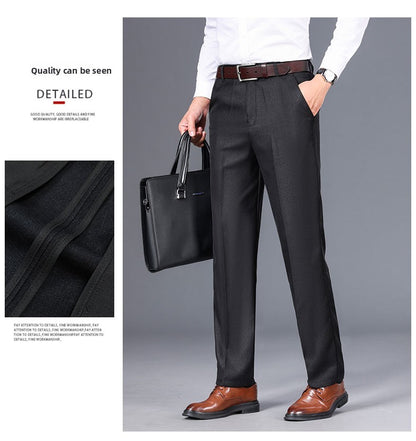 Top Quality 100% Cotton New Brand Casual Fashion Business Straight Long Dress Pants High Waist Trousers Men's Clothing