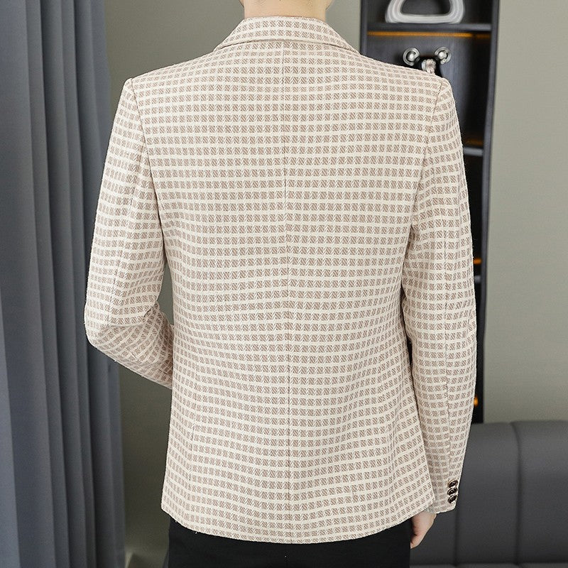 Blazer Men's Fashion Gentleman Business Outdoor Travel Plaid Slim-fit Korean Version of The Trend Handsome Youth Casual Blazer