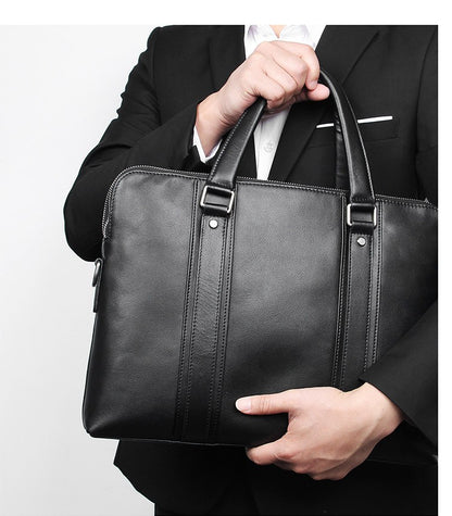 Luxury Genuine Leather Briefcase Men Leather Business Bag 15.6" Laptop Bag 14 Male Office Bag Document File Case Shoulder Bag