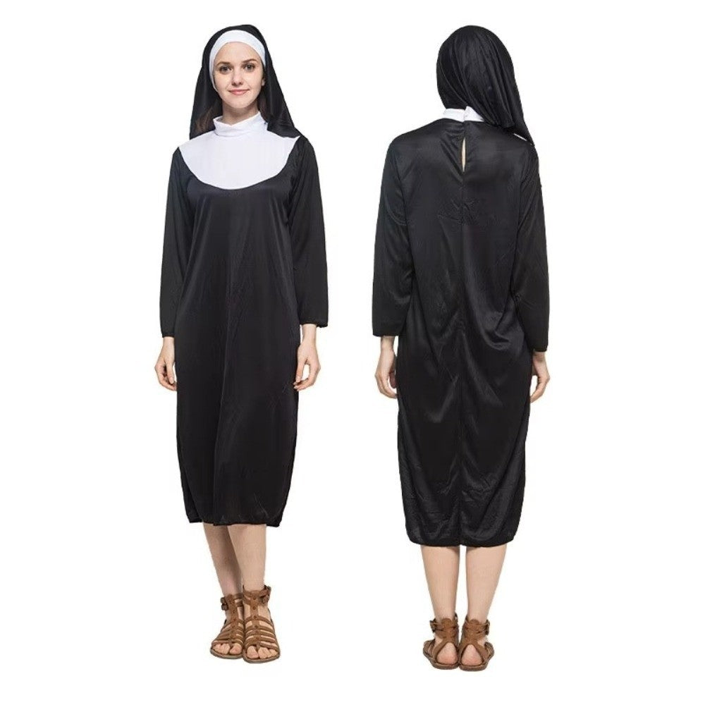 Higih Quality Adult Size Father's Clothing Virgin Mary Black Cosplay Costume Priest Role Nun Costume Cosplay Events