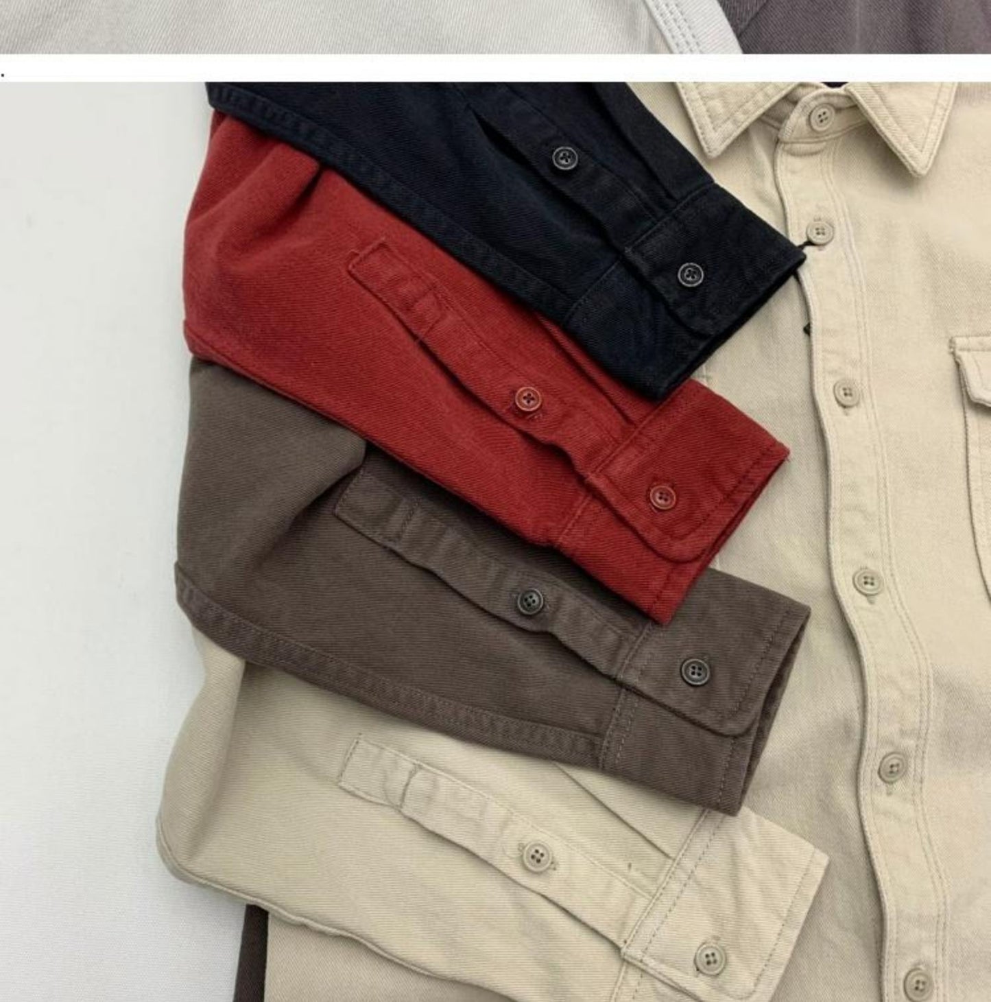 May Khaki heavy cargo double-pocket shirt men's cotton wash wool long-sleeved Japanese vintage loose coat