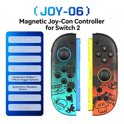 Wireless RGB Joy-Con Controller for Switch 2 Hall Effect Joystick 6-Axis Gyro Turbo Dual Vibration Gamepad Accessories