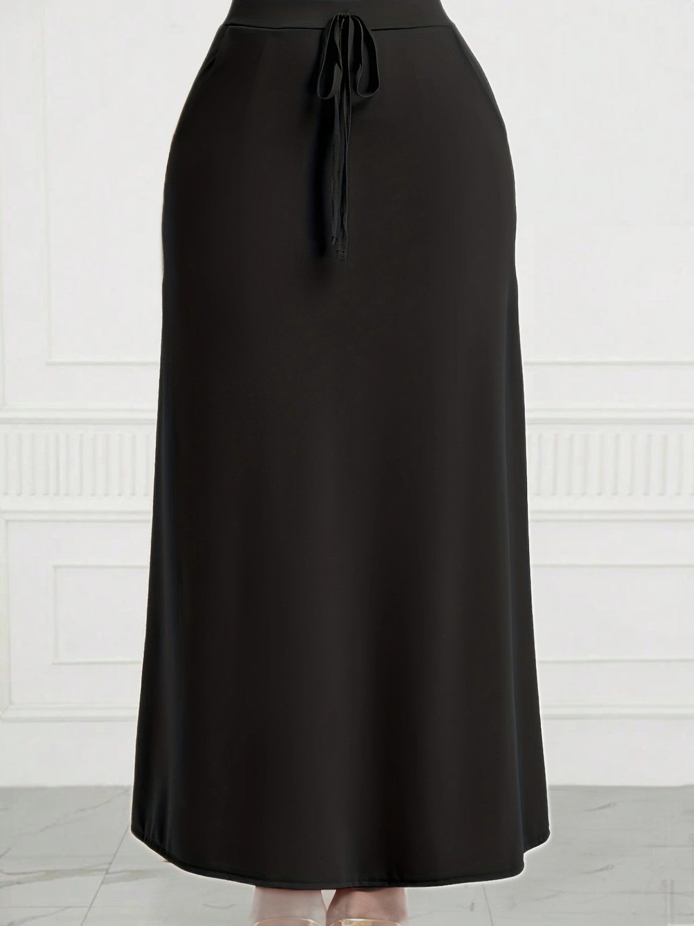 Plus Size 1XL-5XL Pocket A-Line Skirt Women's High Waisted Trendy Knee Length Ladies Clothing Tight Skirt