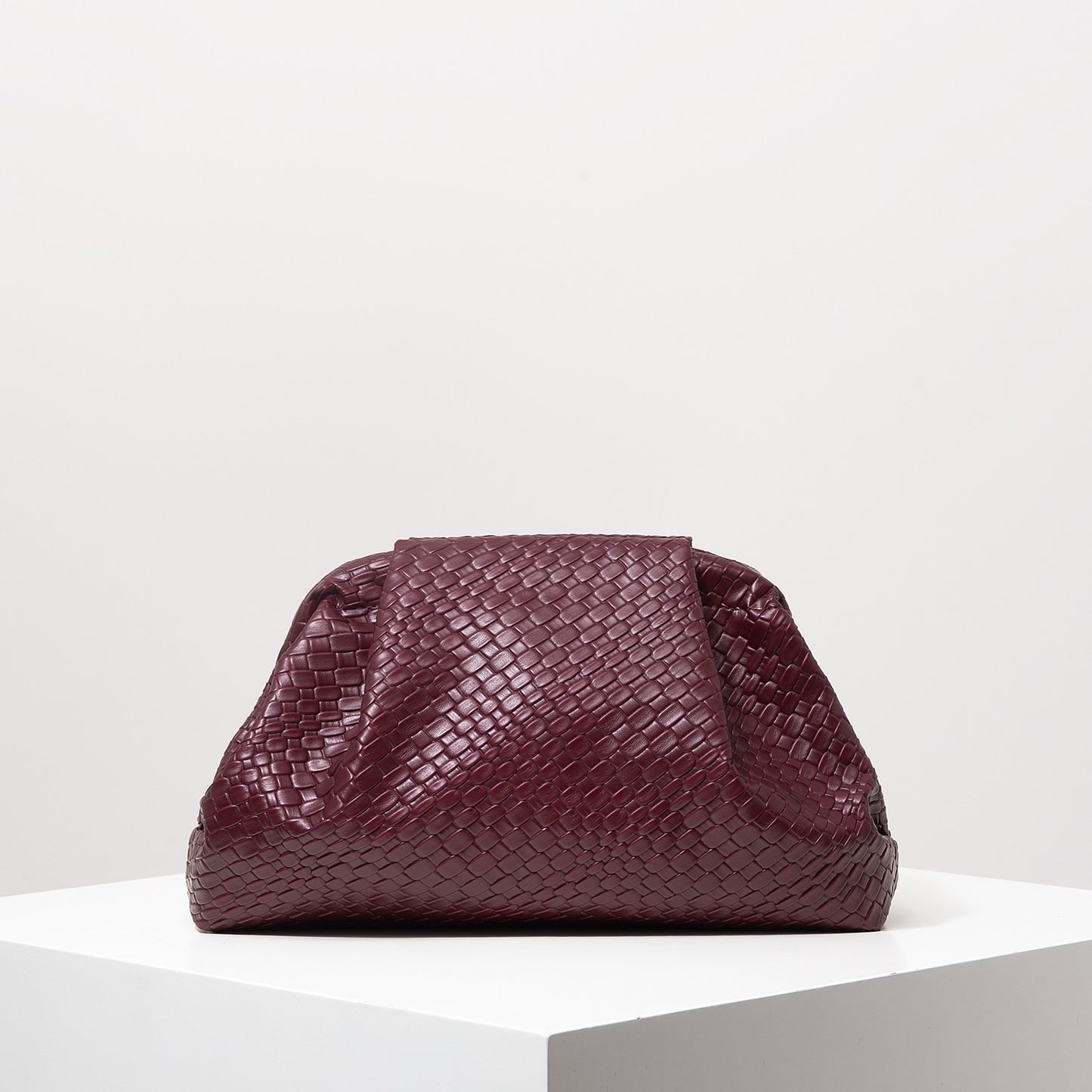 Vintage Artificial Leather Woven Pattern Clutch Bag?Burgundy Bag?Prom Dresses for Women?Large Capacity Women Purse