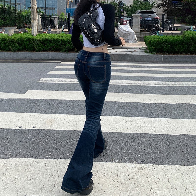 High Waist Jeans Womens Fashion Personality Slim Fit Retro Bell Bottoms Trousers Autumn Winter Jeans Women's Pants Women Pants