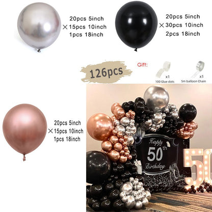 Black and Gold Balloons Garland Arch Kit with Starburst Foil Balloons for Wedding Birthday Family Party Decorations Supplies