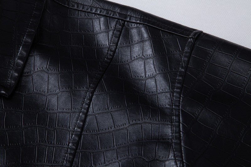 New Fashion Men's Spring Autumn Lapel Casual Pu Leather Loose Motorcycle Jacket