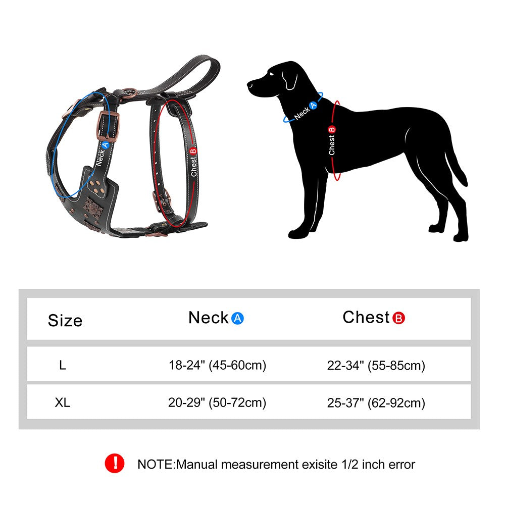 Coleira de Couro Genuíno para Cães, Arnês Durável para Cães Grandes, Coleiras Rebited para Treinamento de Animais de Estimação com Acessórios de Metal para Cães de Médio e Grande Porte