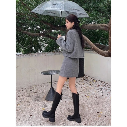 Real Soft Leather Boots 2025 Autumn And Winter New Knight Boots Height Increasing And Slimming Boots Thick Soled High Boots Long