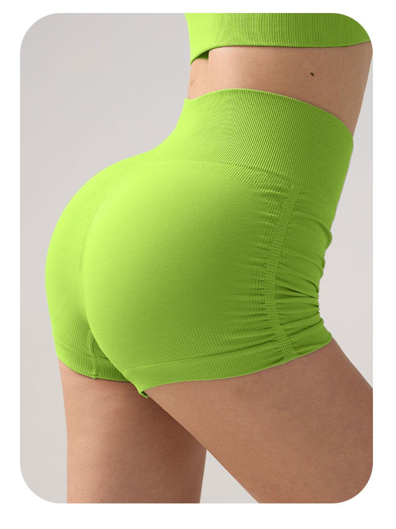 Women High Waist Fitness Shorts Gym Hip Lifting Yoga Sports Tight Running Shorts Exercise Three Folded Yoga Shorts
