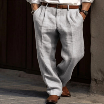 2026 Men's Stand Pocket Casual Linen Pants Solid White Gray Trouser Plus Size 3xl Mens Elegant Fashion Sweatpants Men Streetwear