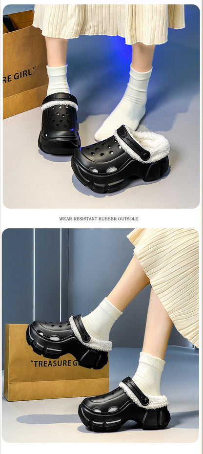 New Women's Winter Platform Sandals Slippers Shoes Outdoor Thick Sole Shoes Lightweight Breathable Women Fur Flats slippers