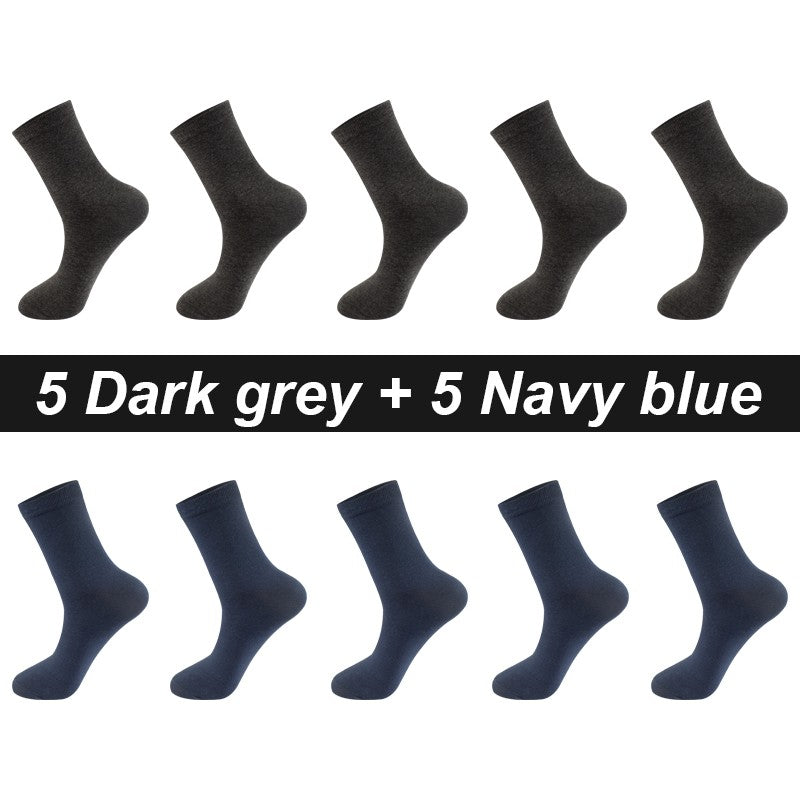 10Pairs/Lot Men Combed Cotton Socks Black Casual Business Breathable High Quality Man Sock New For Male Plus Size EU38-48