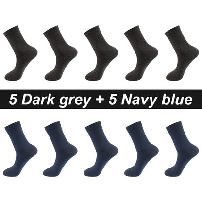 10Pairs/Lot Men Combed Cotton Socks Black Casual Business Breathable High Quality Man Sock New For Male Plus Size EU38-48
