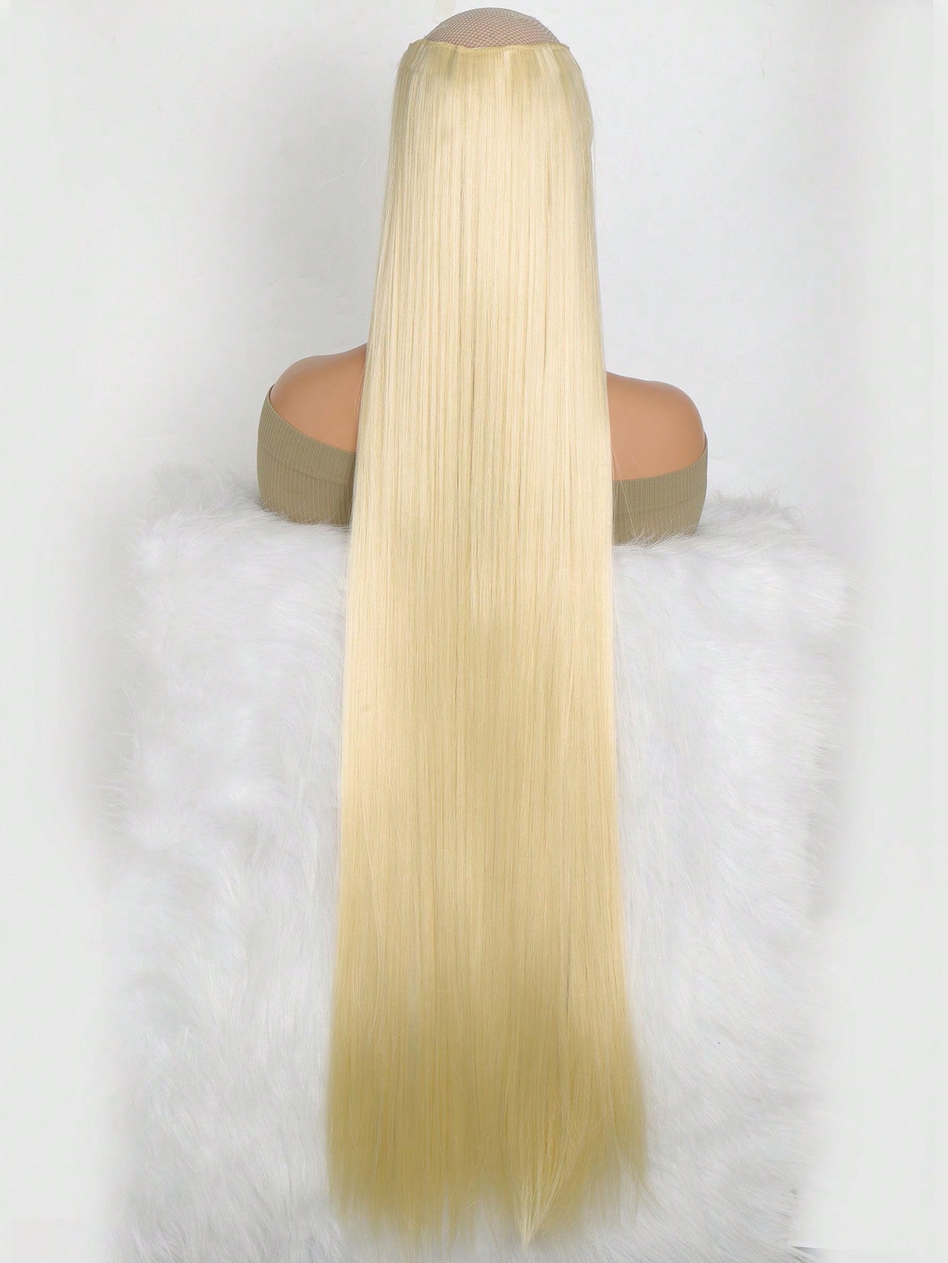 Aosiwig Sintético Super Longo Liso 100cm 5 Presilhas Extensão de Cabelo Natural Preto Loiro Aplique Postiço para Mulheres