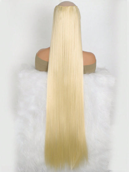 Aosiwig Sintético Super Longo Liso 100cm 5 Presilhas Extensão de Cabelo Natural Preto Loiro Aplique Postiço para Mulheres
